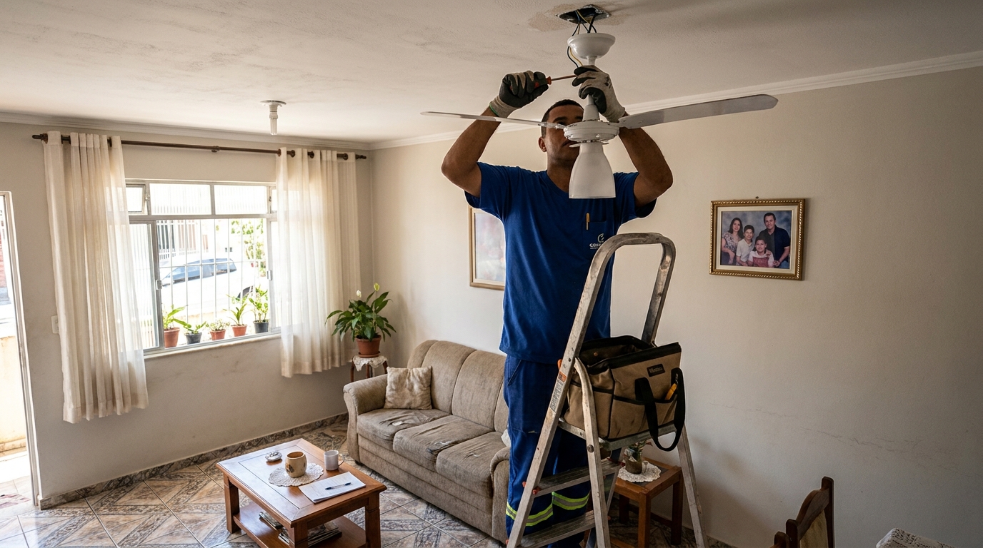 Instalacao de ventilador de teto residencial em Cuiabá‑MT